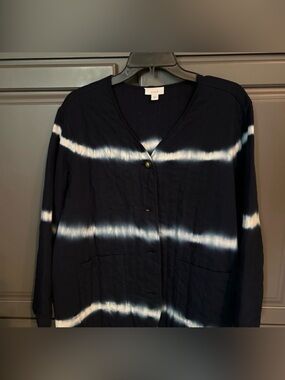 J. Jill Navy and White Striped Blazer